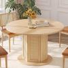 imageYITAHOME Round Dining Table for 46 People Circle Dining Table with Wooden Rattan Base Modern Farmhouse Kitchen Table Round for Dining Room Kitchen Apartment Natural OakNatural Oak