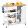 imageYITAHOME Small Solid Wood Top Kitchen Island Cart on Wheels with Storage Rolling Portable Dining Room Serving Utility Carts Mobile Movable with 3 Drawers Cabinet Dark Brown413W White