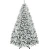 imageYITAHOME Snow Flocked Artificial Full Christmas Tree Christmas Pine Tree with 880 Branch Tips and Foldable Base for Home Party Decoration6ftFlocked White