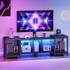 imageYITAHOME TV Stand with Mount for Living Room Black Modern TV Stand for 70inch TV with Power Outlet ampamp LED Lights LED Entertainment Center Gaming TV Console Cabinet Black Carbon Fiber
