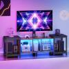 imageYITAHOME TV Stand with Mount for Living Room TV Stand for 70inch TV with Power Outlet ampamp LED Lights LED Entertainment Center Gaming TV Console Cabinet Rustic Brown ampamp Black