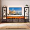 imageYITAHOME TV Stands for 65 inch TV Entertainment Center with 2 Industrial 4Tier Bookshelves LED TV Stands for Living Room Modern Farmhouse TV Console Cabinet with Power Outlets GreyGrey