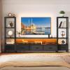 imageYITAHOME TV Stands for 65 inch TV Entertainment Center with 2 Industrial 4Tier Bookshelves LED TV Stands for Living Room Modern Farmhouse TV Console Cabinet with Power Outlets GreyBlack