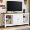 imageYITAHOME TV Stands for Living Room Modern Entertainment Center with Power Outlets for Television up to 65 Inch Farmhouse Media Console TV Cabinet with Adjustable Shelf ampamp Open Shelves WhiteWhite