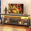 imageYITAHOME TV Stands for Living Room TV Stand for 7065 inch TV Entertainment Center with Storage LED TV Stand with Power Outlets Industrial TV Console Cabinet Rustic BrownGrey
