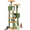 imageYITAHOME Tall Cat Tree Tower with Leaves for Indoor Cats 728in Cute Cat Climbing Tower with SelfGrooming Brush Cat Condo Top Perch Basktet Sisal Scratching Posts and Board Dangling BallCactus
