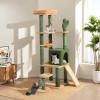 imageYITAHOME Tall Cat Tree Tower with Leaves for Indoor Cats 728in Cute Cat Climbing Tower with SelfGrooming Brush Cat Condo Top Perch Basktet Sisal Scratching Posts and Board Dangling BallCactus602in