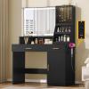 imageYITAHOME Vanity Desk with Mirror and Light Makeup Vanity Set with Jewelry Organizer Drawers Cabinet and Lots Shelves 3 Color Adjustable Lighting Dressing Table for Bedroom Dressing Room Black