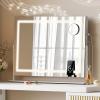 imageYITAHOME Vanity Mirror with Lights and Bluetooth Speaker ampamp Wireless Charger 28quotx22quot LED Makeup Mirror Lighted Makeup Mirror with Lights Touch Screen with Dimmable 16 Bulbs USB TypeC Charging PortWhitephone Rack  Speaker