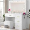 imageYITAHOME Vanity Set with Large LED Makeup Mirror Stool 11 LED Lights with 3 Lighting Modes for Beauty Dressing Room
