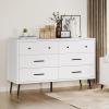 imageYITAHOME White 6 Drawer Dresser Entertainment Center Console Table with Metal Handles ampamp AntiTipping Device TV Stand for 55 Inch TV for Living RoomWhtie