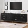 imageYITAHOME White 6 Drawer Dresser Entertainment Center Console Table with Metal Handles ampamp AntiTipping Device TV Stand for 55 Inch TV for Living RoomBlack