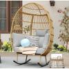 imageYITAHOME Wicker Egg Chair  Outdoor Rocking Chair for Patio GreyGrey