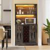imageYITAHOME Wine Bar Cabinet LED Farmhouse Liquor Cabinet Coffee Bar with Adjustable Shelves 65 Inch Buffet Kitchen Storage Cabinet for Dinning Room Kitchen Living Room Dark Rustic Oak