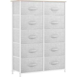 imageYITAHOME 10 Drawer Dresser  Fabric Storage Tower Organizer Unit for Bedroom Living Room Hallway Closets  Sturdy Steel Frame Wooden Top ampamp Easy Pull Fabric Bins Cool Gray