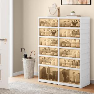 imageYITAHOME 10 Tiers20 Pairs Easy Assembly Shoe Box with Magnetic Doors Foldable Shoe Storage Organizer for Closet Collapsible Shoe Rack Sneaker Organizer for Entryway Living Room Bedroom White6 Tiers24 Pairs