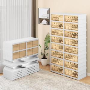 imageYITAHOME 10 Tiers20 Pairs Easy Assembly Shoe Box with Magnetic Doors Foldable Shoe Storage Organizer for Closet Collapsible Shoe Rack Sneaker Organizer for Entryway Living Room Bedroom White8 Tiers32 Pairs