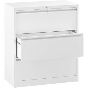 imageYITAHOME 3 Drawer Lateral File Cabinet with Lock Metal Stainless Steel Wide Lateral Filing Cabinet for LegalLetter A4 Size Office Organizer Storage Cabinet BlackWhite