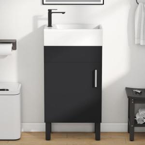 imageYITAHOME 36 Inch Bathroom Vanity with Ceramic Sink Bathroom Cabinet Vanity for Media Space Freestanding Storage Bathroom Vanity with 1 Soft Closing Cabinet ampamp 2 Drawers Natural BrownBlack