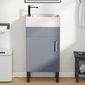 imageYITAHOME 36 Inch Bathroom Vanity with Ceramic Sink Bathroom Cabinet Vanity for Media Space Freestanding Storage Bathroom Vanity with 1 Soft Closing Cabinet ampamp 2 Drawers Natural BrownGrey