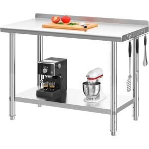 imageYITAHOME 36quot x 24quot Stainless Steel Table for Prep ampamp Work with Backsplash NSF Metal Table Prep Table with Undershelf for Home Kitchen Restaurant Garage Warehouse48 X 24