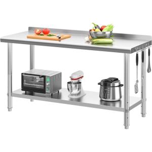 imageYITAHOME 36quot x 24quot Stainless Steel Table for Prep ampamp Work with Backsplash NSF Metal Table Prep Table with Undershelf for Home Kitchen Restaurant Garage Warehouse60 X 24