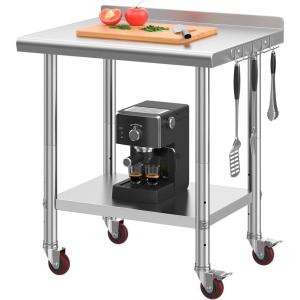 imageYITAHOME 36quot x 24quot Stainless Steel Table for Prep ampamp Work with Backsplash NSF Metal Table Prep Table with Undershelf for Home Kitchen Restaurant Garage Warehouse30 X 24