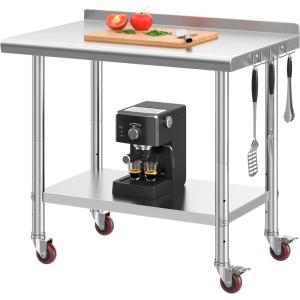 imageYITAHOME 36quot x 24quot Stainless Steel Table for Prep ampamp Work with Backsplash NSF Metal Table Prep Table with Undershelf for Home Kitchen Restaurant Garage Warehouse36 X 24