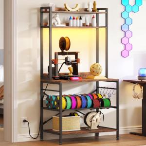 imageYITAHOME 3D Printer Stand with Filament Storage Large 3D Printer Table with Filament Rack Heavy Duty Filament Storage Rack for Home Office Workshop Warehouse Brown