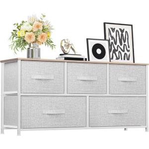 imageYITAHOME 4 Drawer Dresser  Fabric Cloth Dresser Dressers ampamp Chests of Drawers for Bedroom Living Room Hallway Closets  Sturdy Steel Frame Wooden Top ampamp Easy Pull Fabric BinsCool Light Grey