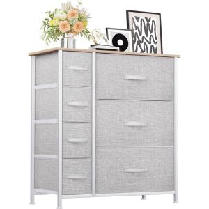 imageYITAHOME 4 Drawer Dresser  Fabric Cloth Dresser Dressers ampamp Chests of Drawers for Bedroom Living Room Hallway Closets  Sturdy Steel Frame Wooden Top ampamp Easy Pull Fabric BinsAshen