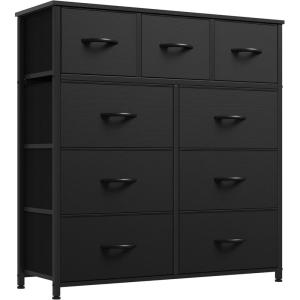 imageYITAHOME 4 Drawer Dresser  Fabric Cloth Dresser Dressers ampamp Chests of Drawers for Bedroom Living Room Hallway Closets  Sturdy Steel Frame Wooden Top ampamp Easy Pull Fabric BinsBlack