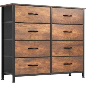 imageYITAHOME 4 Drawer Dresser  Fabric Cloth Dresser Dressers ampamp Chests of Drawers for Bedroom Living Room Hallway Closets  Sturdy Steel Frame Wooden Top ampamp Easy Pull Fabric BinsEarthy Brown Big Drawer