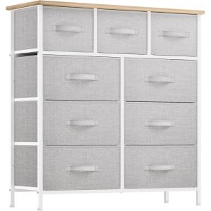 imageYITAHOME 4 Drawer Dresser  Fabric Cloth Dresser Dressers ampamp Chests of Drawers for Bedroom Living Room Hallway Closets  Sturdy Steel Frame Wooden Top ampamp Easy Pull Fabric BinsLight Gray
