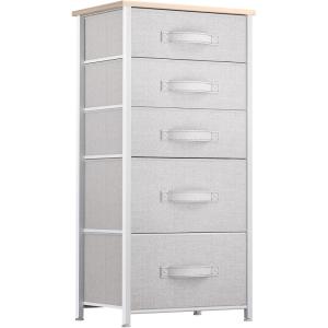 imageYITAHOME 4 Drawer Dresser  Fabric Cloth Dresser Dressers ampamp Chests of Drawers for Bedroom Living Room Hallway Closets  Sturdy Steel Frame Wooden Top ampamp Easy Pull Fabric BinsPale Gray