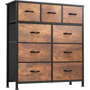 imageYITAHOME 4 Drawer Dresser  Fabric Cloth Dresser Dressers ampamp Chests of Drawers for Bedroom Living Room Hallway Closets  Sturdy Steel Frame Wooden Top ampamp Easy Pull Fabric BinsRustic Brown Fabric