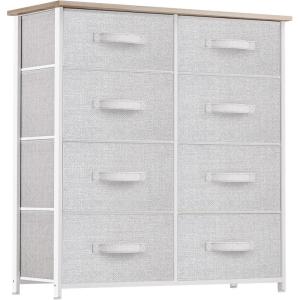 imageYITAHOME 4 Drawer Dresser  Fabric Cloth Dresser Dressers ampamp Chests of Drawers for Bedroom Living Room Hallway Closets  Sturdy Steel Frame Wooden Top ampamp Easy Pull Fabric BinsLight Grey