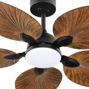 imageYITAHOME 42 Inch Ceiling Fans with Lights and Remote Tropical Ceiling Fans with 6 Modes Reversible Quiet DC Motor Dimmable Lighting for Living Room Dining Room WalnutWalnut