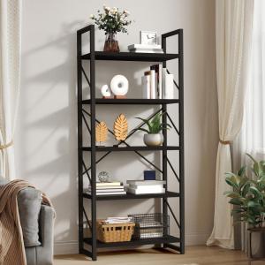 imageYITAHOME 5 Tiers Bookshelf Classically Modern White Bookshelf Book Rack Storage Rack Shelves in Living RoomHomeOffice Books Holder Organizer for BooksMovies WhiteBlack
