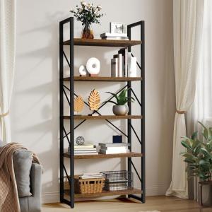 imageYITAHOME 5 Tiers Bookshelf Classically Modern White Bookshelf Book Rack Storage Rack Shelves in Living RoomHomeOffice Books Holder Organizer for BooksMovies WhiteRustic Brown