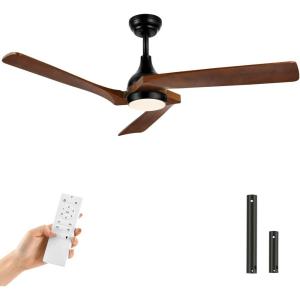 imageYITAHOME 52 Inch Ceiling Fan with Lights Remote Control Dimmable 3Color LED Ceiling Fan with 3 Solid Wood Blades Modern Style for Indoor with Reversible Quiet Motor WalnutWalnut 3 Blades