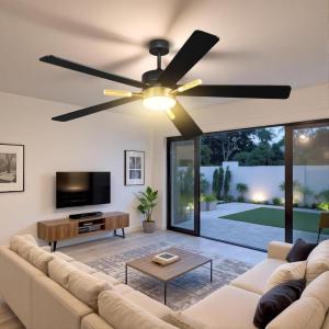 imageYITAHOME 52 Inch Ceiling Fans with Lights and Remote 5 Blades with Crystal Rod Design Modern Black Gold Ceiling Fan with Reversible Quiet Motor 3 Colors Stepless Dimming for Home Black Gold52 inch