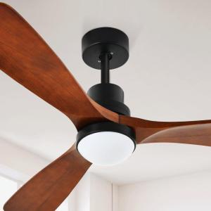 imageYITAHOME 52 Inch Low Profile Ceiling Fan with Light and Remote Flush Mount Fan Light with Quiet DC Motor 3 Colors Light Changing 6 Speed Reversible Airflow for Home Black ampamp WalnutWalnut Blades Black Body