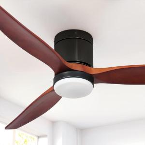 imageYITAHOME 52 Inch Low Profile Ceiling Fan with Light and Remote Flush Mount Fan Light with Quiet DC Motor 3 Colors Light Changing 6 Speed Reversible Airflow for Home Black ampamp WalnutWalnut Blades