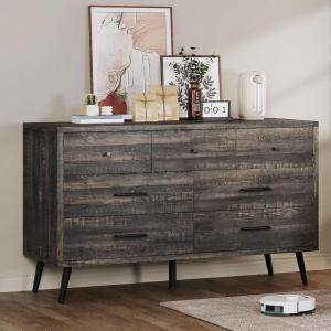 imageYITAHOME 6 Drawer DresserTV Stand for 55 Inch TVEntertainment CenterConsole Table with Black Metal Handles ampamp AntiTipping Device for Living RoomBedroom  Dark Rustic Oak16D x 475W x 315H 7 Drawers