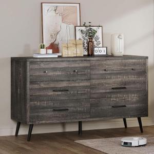 imageYITAHOME 6 Drawer DresserTV Stand for 55 Inch TVEntertainment CenterConsole Table with Black Metal Handles ampamp AntiTipping Device for Living RoomBedroom  Dark Rustic Oak157D x 31W x 472H 6 Drawers
