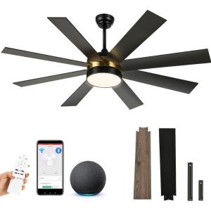 imageYITAHOME 60 Inch Black Ceiling Fan with Lights and Remote8 BladesApp Control Modern Smart Ceiling Fan Compatible with Alexa for Indoor Reversible Quiet Motor Memory FunctionBlack Gold
