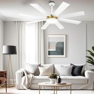 imageYITAHOME 60 Inch Black Ceiling Fan with Lights and Remote8 BladesApp Control Modern Smart Ceiling Fan Compatible with Alexa for Indoor Reversible Quiet Motor Memory FunctionWhite  Gold