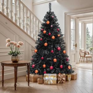 imageYITAHOME 6FT Prelit Slim Fraser Grande Christmas Tree with Remote Control Artificial Hinged Drooping Pencil Prelit Holiday Christmas Tree w 1628 Mixed PE ampamp PVC Tips 300 Lights ampamp 11 Light ModesBlack