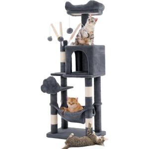 imageYITAHOME 708in Cat Tree Tower for Indoor Cats MultiLevel Cat Furniture with Scratching PostsCat Window Padded Plush PerchCozy BasketLadder for Kittens Pet Play House Light GrayDark Gray